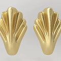 Elegant Gold Carving Decorations Featuring Shell Shaped Symmetrical Textured Design Elements 3d model