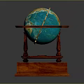 Decorative Globe Ornament Decoration Set With Wooden Stand And Elegant Base For Home Decor
