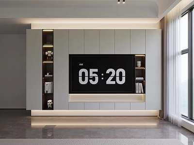 Modern Living Room TV Stand With Storage Cabinets Open Shelves And Decorative Accents 3d model