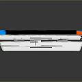 Sleek Black Portable Power Bank With Blue Yellow White Accents And Rechargeable Design