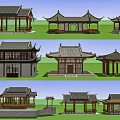 Traditional Chinese Ancient Pavilions With Diverse Roof Styles And Curved Eave Designs