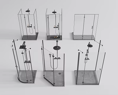 Modern Shower Sliding Doors with Various Designs Frame Structures And Shower Components 3d model