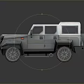 Silver Gray Off Road Vehicle With Rugged Design Angular Front Purple Headlights And Large Wheels 3d model
