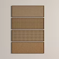 Modern Brown Perforated Partition Panels With Grid Pattern For Room Divider 3d model