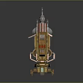 Steampunk Mechanical Tower With Engineer Character And Mechanical Creature Gear Details 3d model
