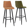 Modern Bar Stools With Velvet Upholstery And Black Metal Frame In Two Colors