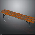Long Orange Wooden Bench with Sturdy Metal Legs for Indoor Outdoor Use