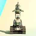 Futuristic Green White Tank 3D Model With Mechanical Arm And Tracks