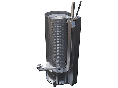 Industrial Equipment Cylindrical Stainless Steel Mesh Filter with Bottom Outlet Valve and Operating Lever 3d model