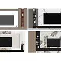 Elegant Modern TV Wall Design With Marble Texture And Storage Shelves 3d model