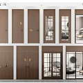 Modern Wooden Interior Hinged Doors With Various Panel Designs And Glass Inserts 3d model