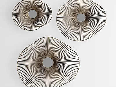 Modern Wall Lamps With Radial Striped Design And Circular Metal Frames 3d model