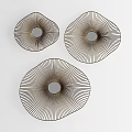 Modern Wall Lamps With Radial Striped Design And Circular Metal Frames