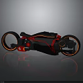 Futuristic Space Inspired Motorcycle With Black Body Red Lines And Streamlined Design
