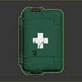 Green Portable First Aid Kit With White Cross For Home Emergency Supplies