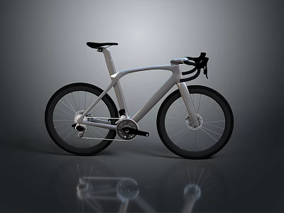 Sleek Modern Bicycle With Metallic Frame Black Seat Handlebars And Reflective Surface 3d model