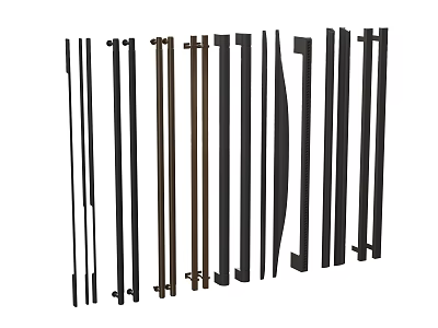 Modern Furniture Handles in Black and Brown Metal for Cabinets and Doors 3d model