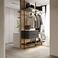 Modern Elegant Walk in Closet Interior Design With Hanging Clothes Drawers And Shoes