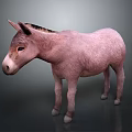 Realistic Pink Donkey With Smooth Fur Standing On Gray Background 3d model