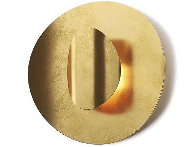 Golden Circular Wall Lamp With Metallic Finish And Central Cutout Warm Glow 3d model