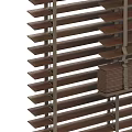 Wooden Venetian Blinds In Brown With Adjustable Slats And Detail View