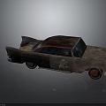Old Rusty Vintage Car With Damaged Body Red Roof And Red Wheels