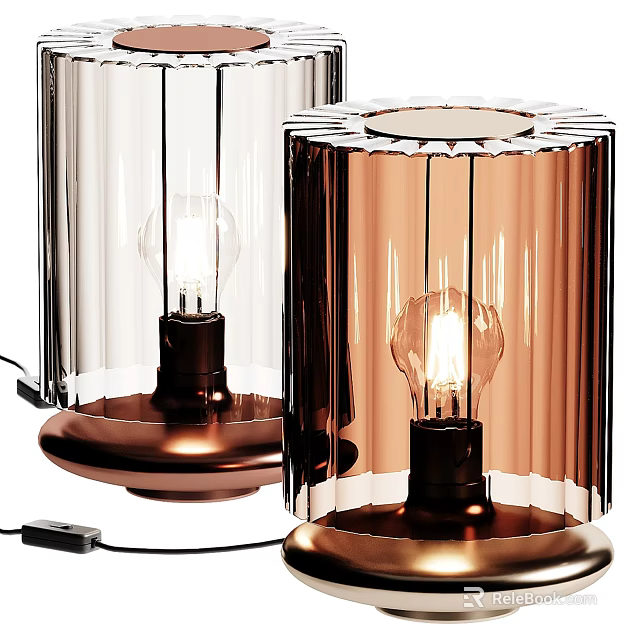 Modern Stylish Candle Lamp With Transparent Glass Shade And Copper Base 3d model 