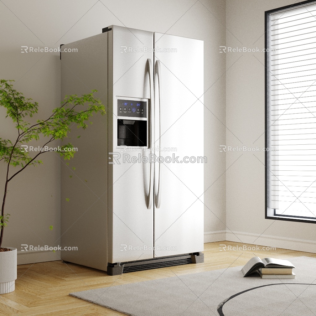 Modern refrigerator stainless steel door double door smart refrigerator 3d model