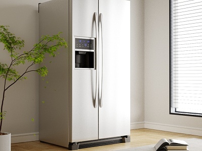 Modern refrigerator stainless steel door double door smart refrigerator 3d model