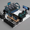 Gaming Exhibition Booth Setup With Multiple Monitors Gaming Chairs And Control Station 3d model