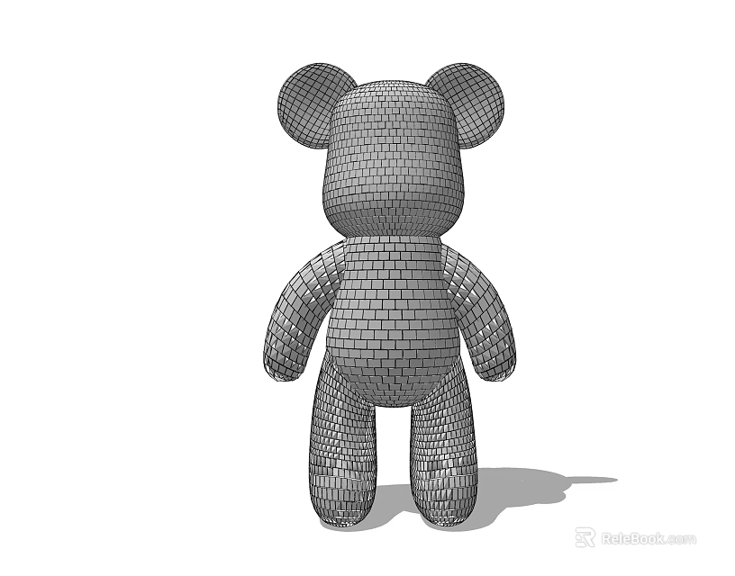 Modern Decorative Mesh Grid Bear Ornament Set For Home Interior Decoration 3d model 