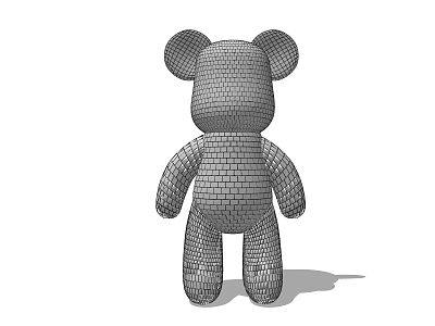 Modern Decorative Mesh Grid Bear Ornament Set For Home Interior Decoration 3d model