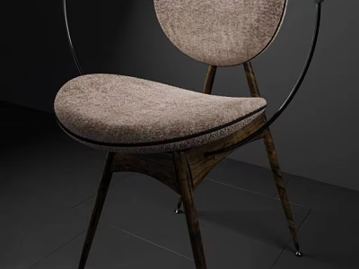 Modern Beige Fabric Accent Chair With Black Metal Frame And Wooden Legs 3d model