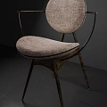 Modern Beige Fabric Accent Chair With Black Metal Frame And Wooden Legs