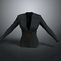 Classic Dark Colored Blazer Jacket With Lapel Design And Decorative Buttons