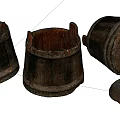Vintage Wooden Barrel Decorative Ornament Set With Rustic Design And Lid Details