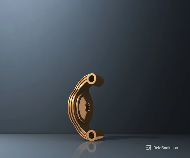 Golden Modern Door Handle With Sleek Metallic Design And Polished Surface 3d model 