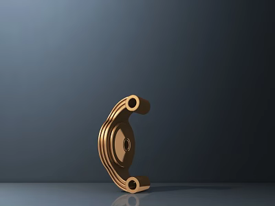 Golden Modern Door Handle With Sleek Metallic Design And Polished Surface 3d model