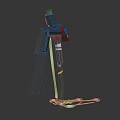 Tactical Mechanical Weapon With Tripod Stand Metal Blades And Yellow Strap