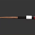 Household Brush With Wooden Handle Red Brush Head And Silver Metal Part