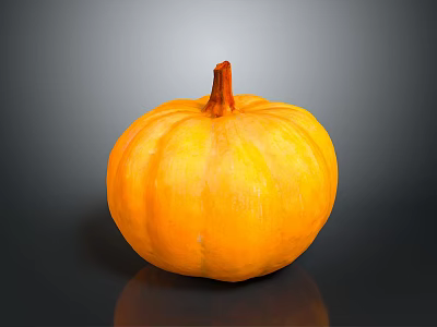 Fresh Round Orange Pumpkin With Stem As Decorative Seasonal Home Accessory 3d model