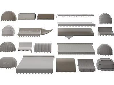 Various Outdoor Awning Designs Featuring Different Styles Shapes For Home Commercial Use 3d model
