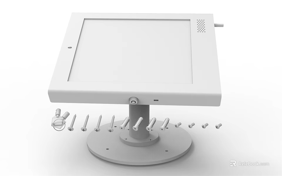Commercial Equipment Touchscreen Monitor With Base Stand And Mounting Screws Accessories 3d model 