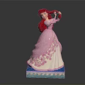 Elegant Princess Character With Red Long Hair And Pink White Gown On Blue Base