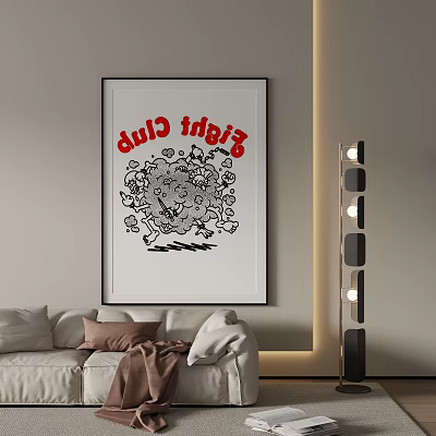 Cartoon Style Decorative Painting In Living Room Setup 3d model Cartoon Style Decorative Painting In Living Room Setup 3d model