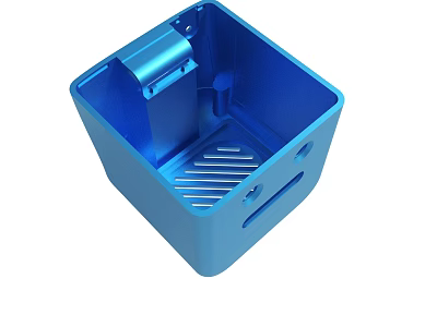 Blue Square Storage Organizer With Grid Bottom Handle And Side Holes 3d model