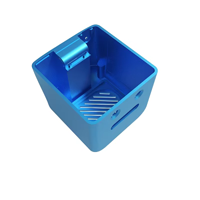 Blue Square Storage Organizer With Grid Bottom Handle And Side Holes 3d model