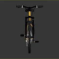 Golden Frame Mountain Bike With Black Handlebar Large Wheels White Rims And Reflective Ground