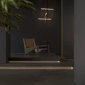 Modern Tea Room With Dark Walls Red Accents And Plants