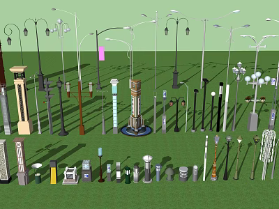 Diverse Outdoor Lights Design Collection With Garden Street And Decorative Models 3d model